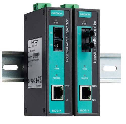 IMC-21A - Industrial 10/100BaseT(X)-to-100BaseFX media converters.